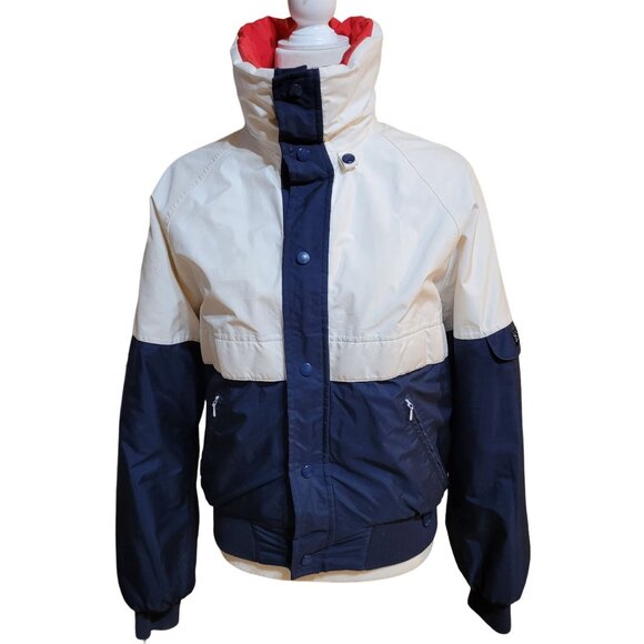 Vintage 1980s Unisex Small SKYR Ski Snow Jacket Red White Blue Men Women Preppy - Picture 2 of 11